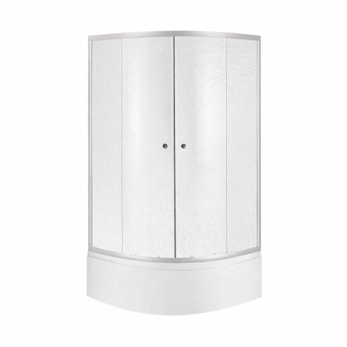 Lidz Latwa SC80x80.SAT.HIGH.FR Душова кабіна напівкругла, скло Frost 4 мм + Lidz Душовий піддон KAPIELKA ST80x80x41, з панеллю