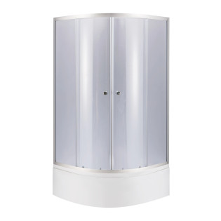 Lidz Latwa SC90x90.SAT.HIGH.GR Душова кабіна напівкругла, скло тон 4 мм + Lidz Душовий піддон KAPIELKA ST90x90x41, з панеллю