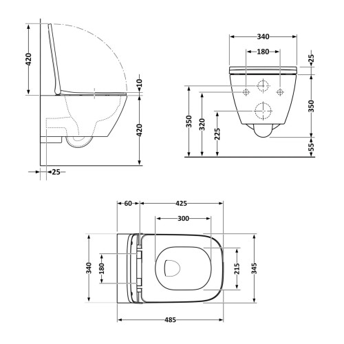 Унітаз підвісний Qtap Crow безободковий з сидінням Soft-close QT05335171W