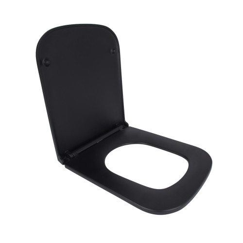 Сидіння для унітазу Qtap Tern 420х340х35 мм, Matt Black, з мікроліфтом, Slim Duroplast, Quick Release QT99HY2322MB