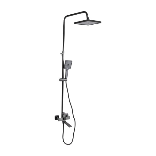 Душева система універсальна Qtap Presto на три споживачі (з виливом) QTPRE111GRP45585 Gunmetal Black
