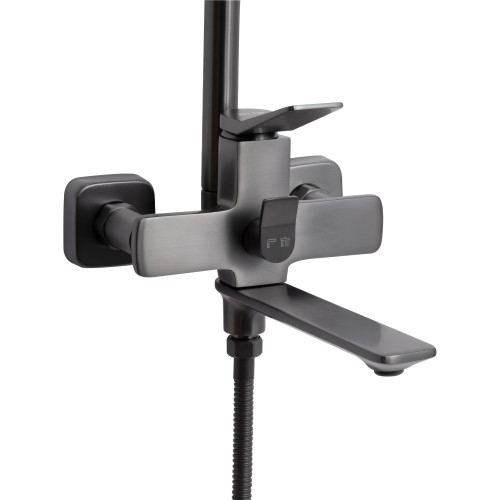 Душева система універсальна Qtap Presto на три споживачі (з виливом) QTPRE111GRP45585 Gunmetal Black