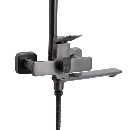 Душева система універсальна Qtap Presto на три споживачі (з виливом) QTPRE111GRP45585 Gunmetal Black