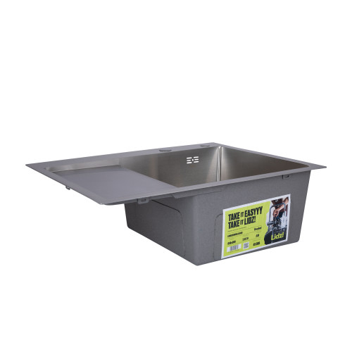 Мийка для кухні інтегрована Lidz Handmade H6350L крило зліва (LDH6350BRUL45588) Brushed Steel 3,0/1,0 мм