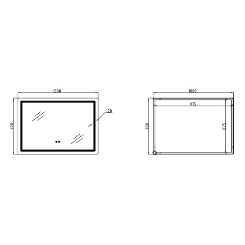 Дзеркало Qtap Mideya 1000х700 з LED-підсвічуванням Touch, з антизапітнінням, диммером QT2078NCF10070W
