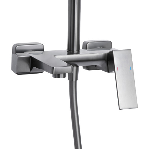 Душова система універсальна Qtap Gemini на три споживачі (з виливом) QTGEM111GMB45688 Gunmetal Black PVD