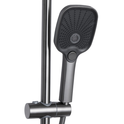 Душова система універсальна Qtap Gemini на три споживачі (з виливом) QTGEM111GMB45688 Gunmetal Black PVD