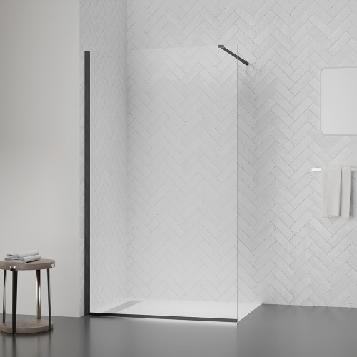 Душова перегородка Qtap Walk-In Standard BLM201.C8 100х200 см, скло Clear 8 мм, покриття CalcLess