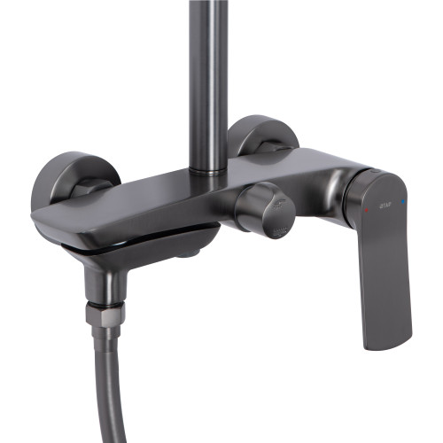 Душева система універсальна Qtap Slavonice на три споживачі (з виливом) QTSLA111GMB45910 Gunmetal Black PVD
