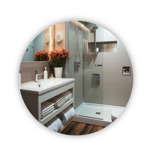 Дзеркало Qtap Taurus R800 з LED-підсвічуванням Touch, з антизапотіванням, з димером, рег. темп. кольори (3000-6500K) QT2478R807