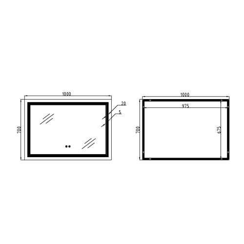Дзеркало Qtap Cardinal 1000х700 з LED-підсвічуванням Touch, з антизапотіванням, з диммером, рег. темп. кольори (3000-6500K) QT0478C10070