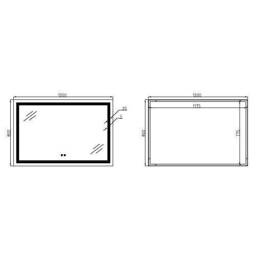 Дзеркало Qtap Cardinal 1200х800 з LED-підсвічуванням Touch, з антизапітнінням, з диммером, рег. темп. кольори (3000-6500K) QT0478C12080