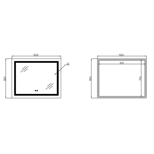 Дзеркало Lidz Kubis 1000х800 з LED-підсвічуванням Touch, з антизапітнінням, з диммером, рег. яскравості LD78LF61410080