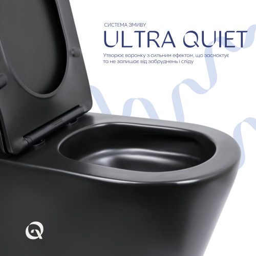 Унітаз для підлоги Qtap Scorpio Ultra Quiet безободковий з сидінням Soft-Close MATT BLACK QT14226088AMB