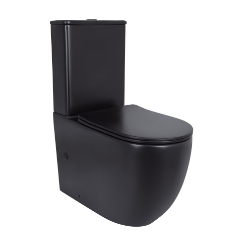 Унітаз для підлоги Qtap Robin Ultra Quiet безободковий з сидінням Soft-Close MATT BLACK QT13226083AMB