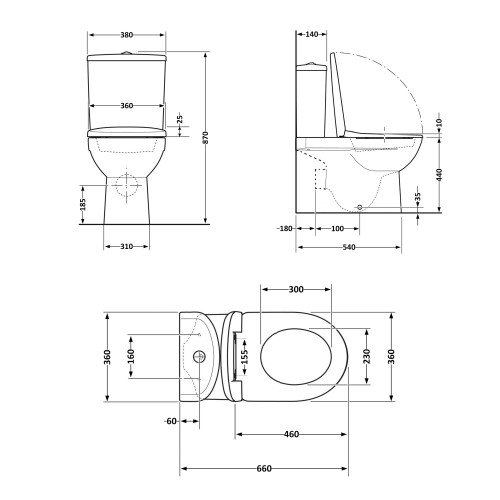 Унітаз для підлоги Qtap Robin Ultra Quiet безободковий з сидінням Soft-Close MATT BLACK QT13226083AMB