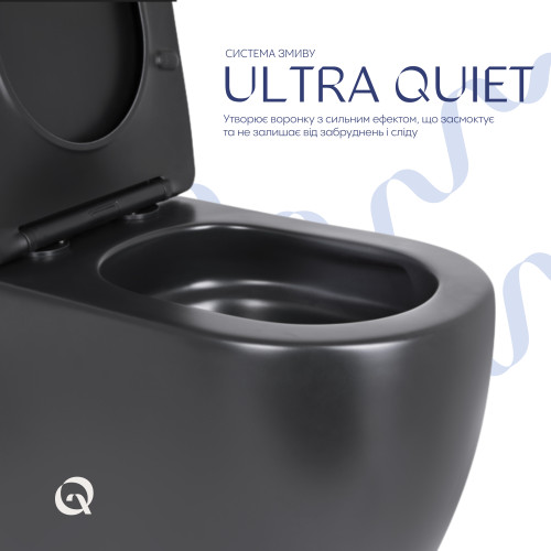 Унітаз для підлоги Qtap Robin Ultra Quiet безободковий з сидінням Soft-Close MATT BLACK QT13226083AMB