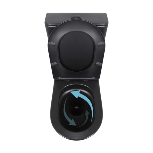 Унітаз для підлоги Qtap Robin Ultra Quiet безободковий з сидінням Soft-Close MATT BLACK QT13226083AMB