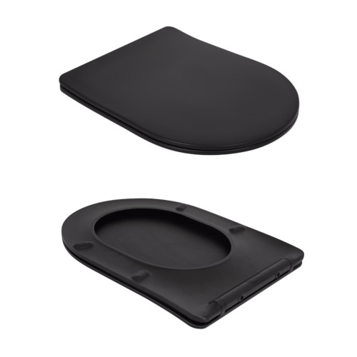 Унітаз для підлоги Qtap Robin Ultra Quiet безободковий з сидінням Soft-Close MATT BLACK QT13226083AMB