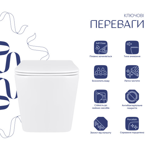 Унітаз підвісний Qtap Tern Ultra Quiet із сидінням із сидінням Soft-Close WHITE QT17332303AW