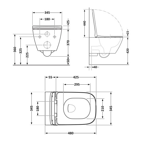 Унітаз підвісний Qtap Tern New Ultra Quiet з сидінням Soft-Close MATT BLACK QT17332303ASMB