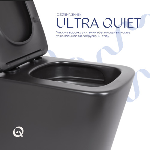 Унітаз підвісний Qtap Tern New Ultra Quiet з сидінням Soft-Close MATT BLACK QT17332303ASMB
