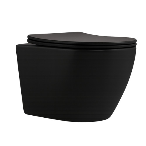 Унітаз підвісний Qtap Robin New Ultra Quiet з сидінням Soft-Close MATT BLACK QT13332381АSMB