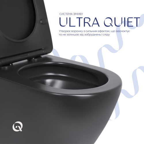 Унітаз підвісний Qtap Robin New Ultra Quiet з сидінням Soft-Close MATT BLACK QT13332381АSMB