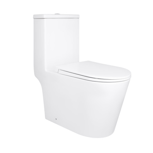 Унітаз-моноблок підлоговий Qtap Kolibri Ultra Quiet безободковий з сидінням Soft-close WHITE QT10226380W