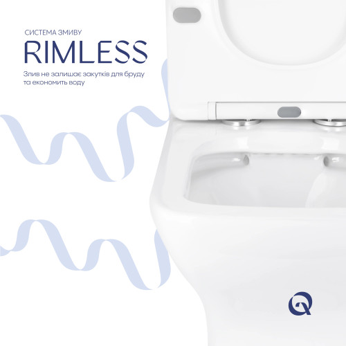 Унітаз підлоговий Qtap Aries Rimless безободковий з сидінням Soft-close WHITE QT03228302W