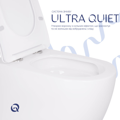 Унітаз підвісний Qtap Robin Ultra Quiet безободковий з сидінням Soft-close 520x365x365 мм WHITE
