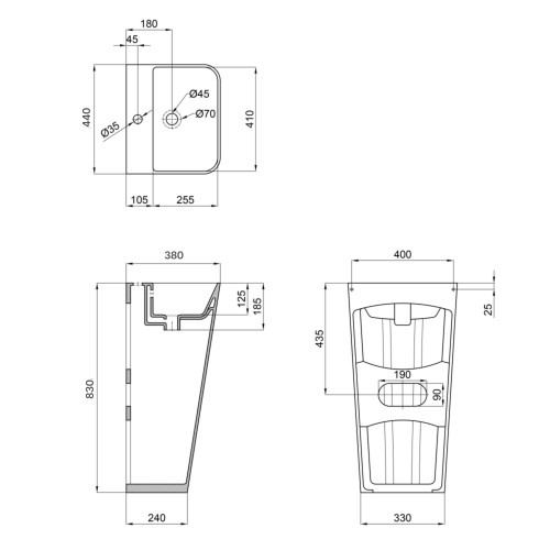 Раковина підлогова моноблок Qtap Tern 440х380х830mm White QT1711G302WN