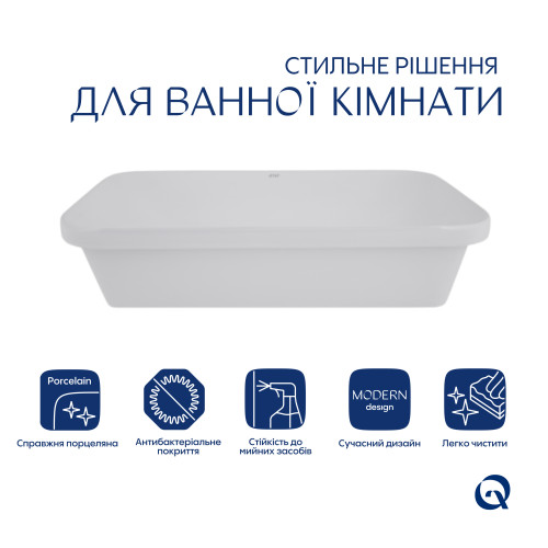 Комплект Qtap Scorpio: Раковина врізна прямокутна 615х390х150 мм White + Донний клапан PU02
