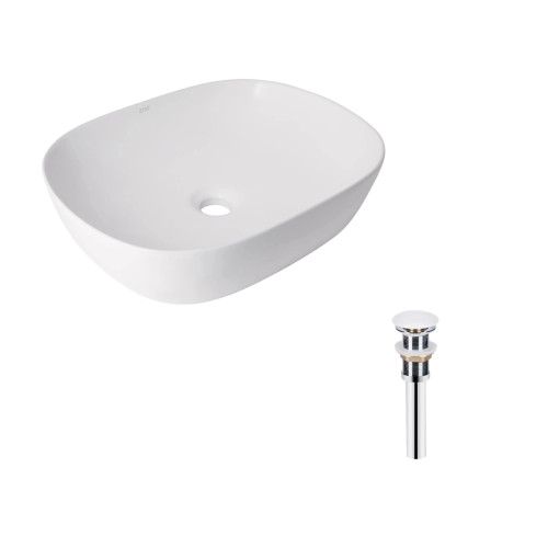 Комплект Qtap Aquarius: Раковина накладна прямокутна 470x380x120 мм White + Донний клапан PU02
