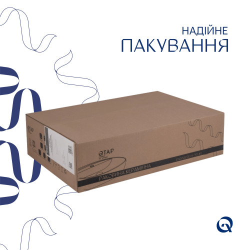 Комплект Qtap Robin: Раковина накладна прямокутна 600x390x150 мм White + Донний клапан PU02
