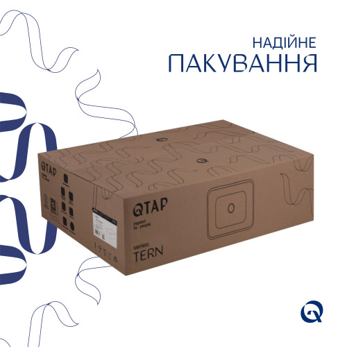 Комплект Qtap Tern: Раковина накладна прямокутна 480х370х135 мм White + Донний клапан PU02
