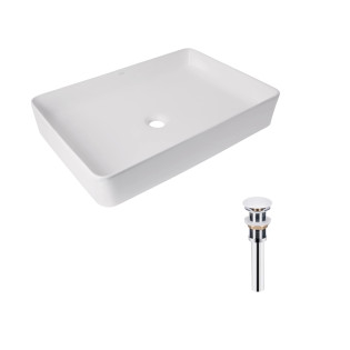 Комплект Qtap Tern: Раковина накладна прямокутна 600x400x110 мм WHITE + Донний клапан PU02