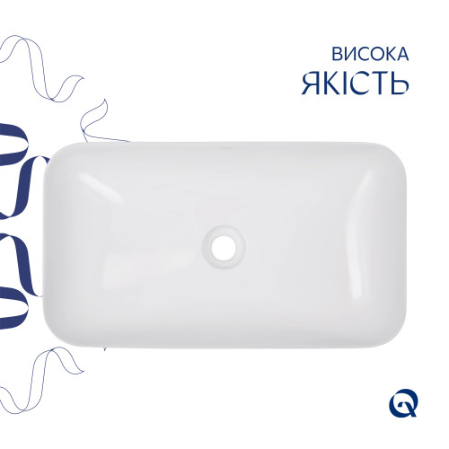 Комплект Qtap Tern: Раковина накладна прямокутна 610x350x135 мм WHITE + Донний клапан PU02