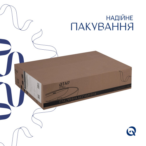 Комплект Qtap Virgo: Раковина накладна прямокутна 490х350х110 мм White + Донний клапан PU02