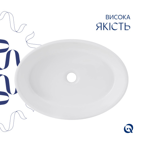Комплект Qtap Kolibri: Раковина накладна овальна 500x360x140 мм White + Донний клапан PU02