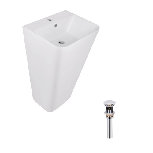 Комплект Qtap Tern: Раковина підлогова моноблок 440х380х830 мм White + Донний клапан PU02O