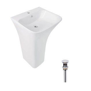 Комплект Qtap Crow: Раковина підлогова моноблок 445x420x840 мм White + Донний клапан PU02O