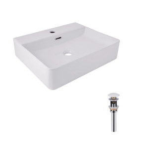 Комплект Qtap Nando LT: Раковина підвісна прямокутна 500х420х130 мм White + Донний клапан PU02O