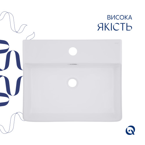 Комплект Qtap Nando LT: Раковина підвісна прямокутна 500х420х130 мм White + Донний клапан PU02O
