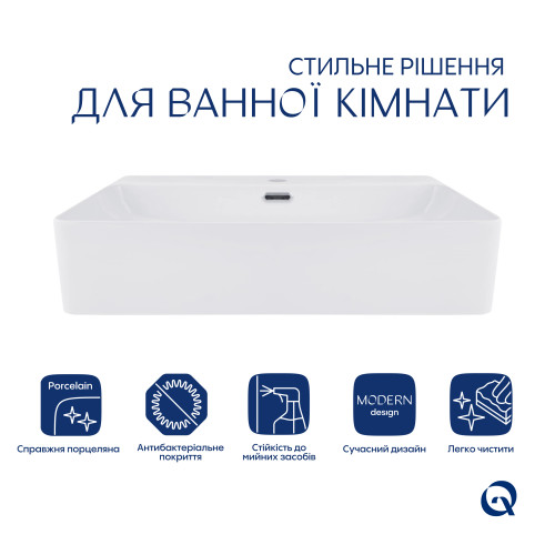 Комплект Qtap Nando LT: Раковина підвісна прямокутна 610х420х140 мм White + Донний клапан PU02O