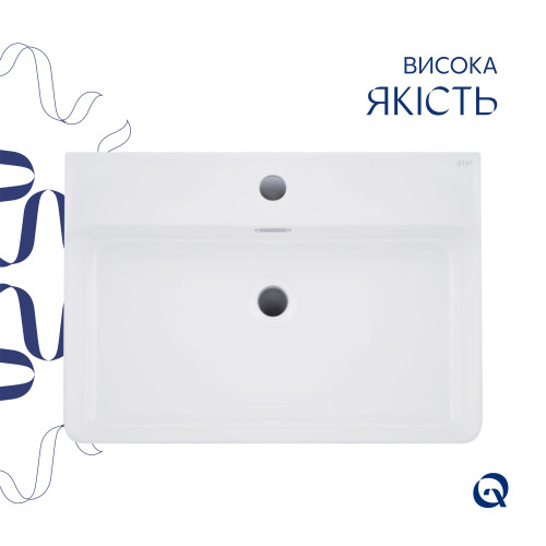 Комплект Qtap Nando LT: Раковина підвісна прямокутна 610х420х140 мм White + Донний клапан PU02O