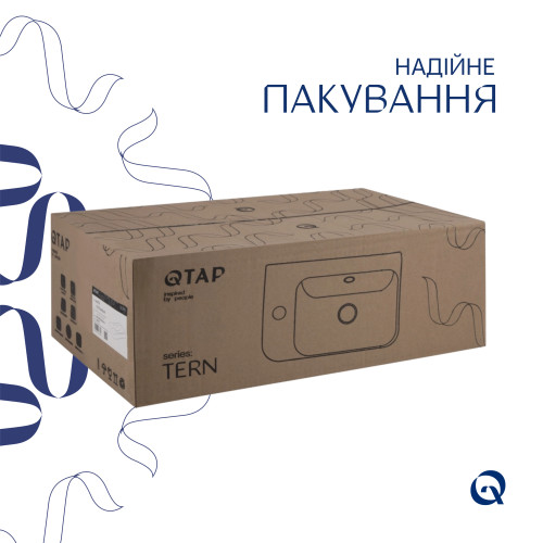 Комплект Qtap Tern: Раковина підвісна прямокутна ліва 450х250х158 мм White + Донний клапан PU02O