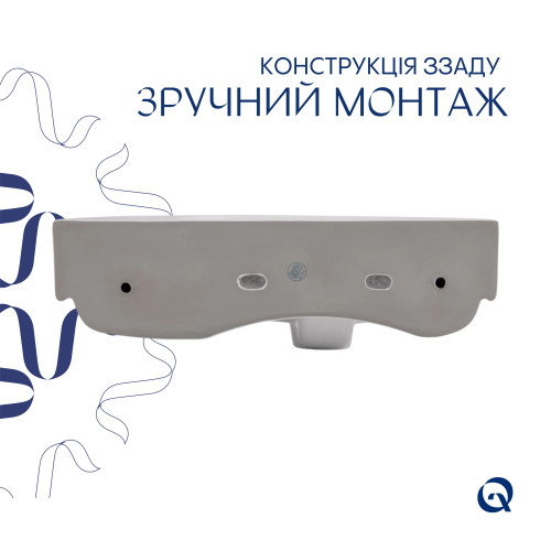 Комплект Qtap Tern: Раковина підвісна прямокутна права 450х250х158 мм White + Донний клапан PU02O