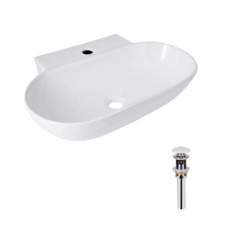 Комплект Qtap Cardinal: Раковина підвісна/накладна овальна 565х400х130 мм White + Донний клапан PU02