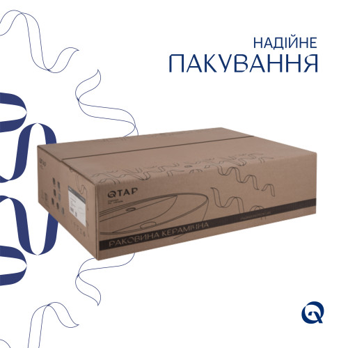 Комплект Qtap Cardinal: Раковина підвісна/накладна овальна 565х400х130 мм White + Донний клапан PU02